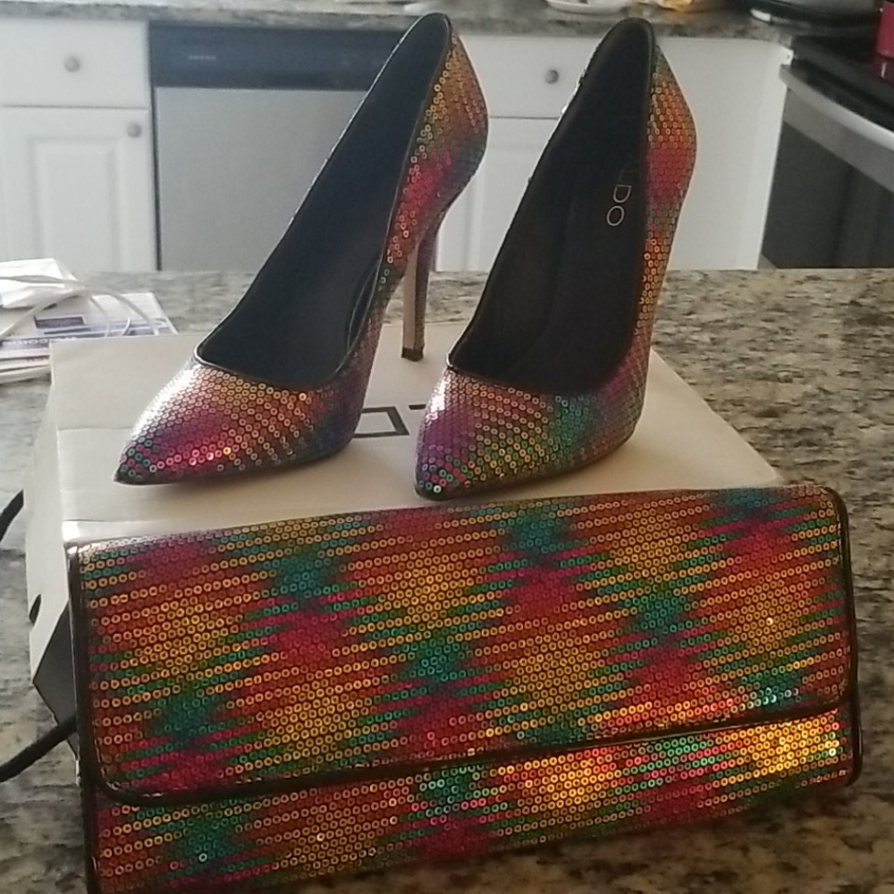 Aldo Heels with matching Clutch~ Worn Twice